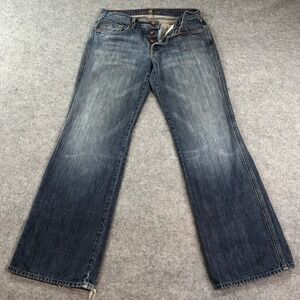 7 For All Mankind Mens Bootcut Jeans 31 A Pocket Button Fly Blue Medium Wash